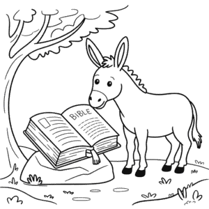 Desenho da Bíblia e do Burro para colorir