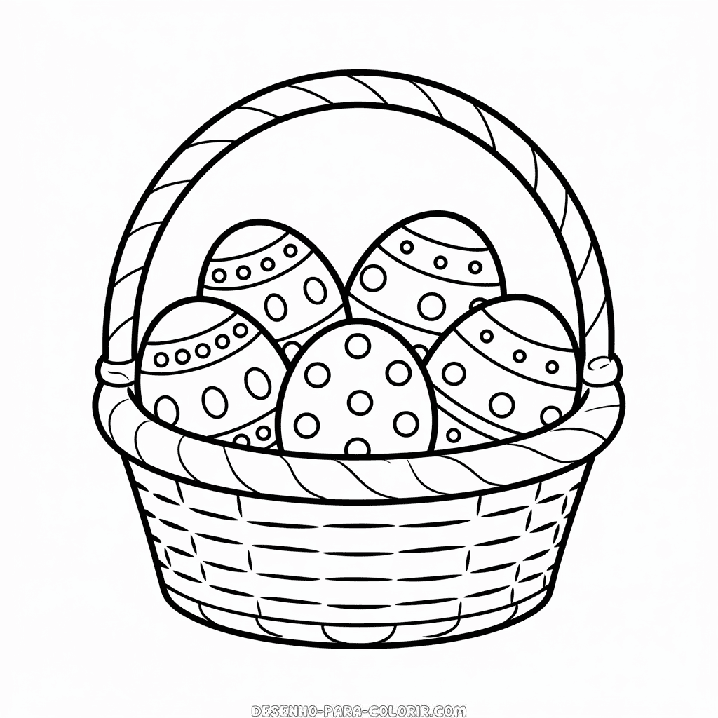 Desenho da Cesta de Ovos de Páscoa para colorir