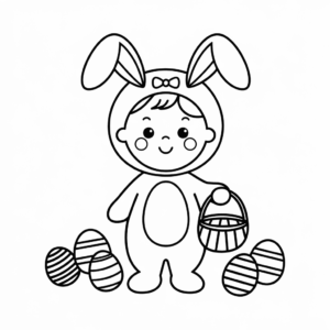 Desenho da Fantasia de Coelho da Páscoa para colorir