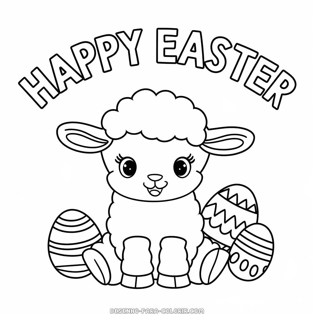 Desenho da Feliz Páscoa para colorir