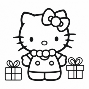 Desenho da Hello Kitty Natal para colorir