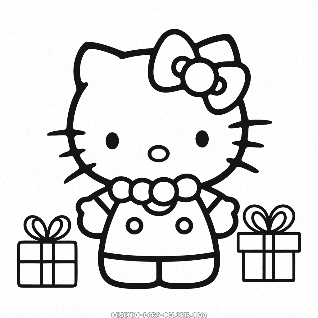 Desenho da Hello Kitty Natal para colorir