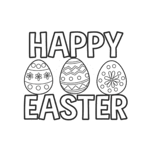 Desenho da Páscoa Feliz e dos Ovos para colorir