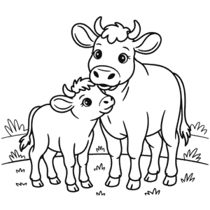 Desenho da Vaca e do Bezerro para colorir
