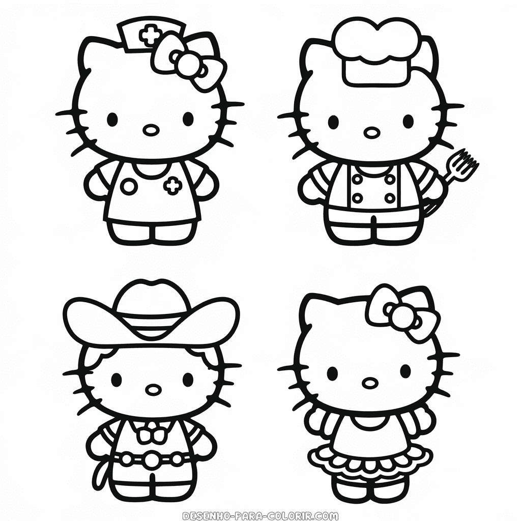 Desenho das Roupas da Hello Kitty para colorir