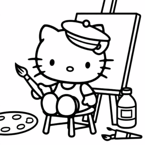 Desenho de artista hello kitty para colorir