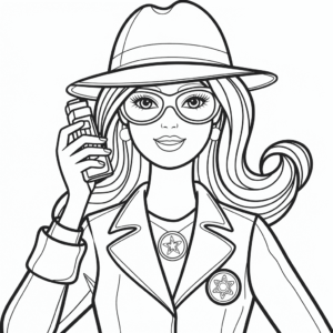 Desenho de barbie detetive para colorir