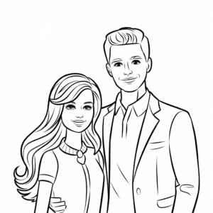 Desenho de barbie e ken para colorir