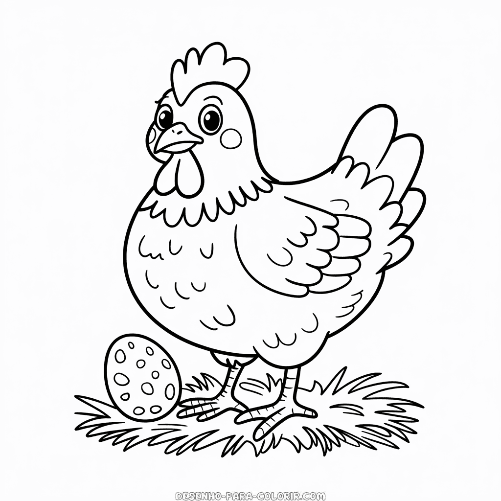 Desenho do Animal Galinha para Colorir