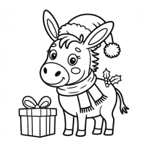 Desenho do Burro das Férias de Natal para colorir