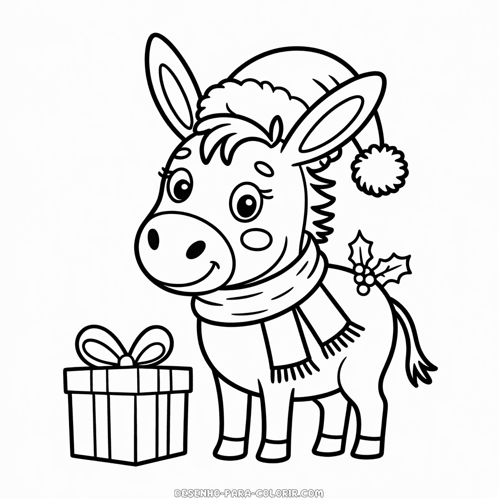 Desenho do Burro das Férias de Natal para colorir