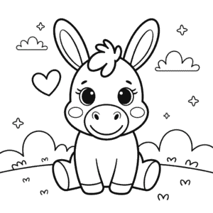 Desenho do Burro Fofo para Colorir