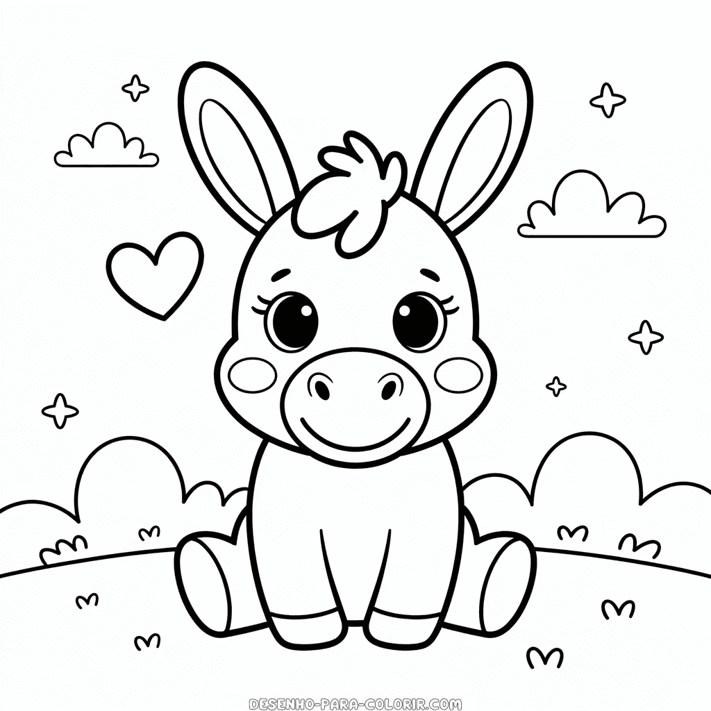 Desenho do Burro Fofo para Colorir