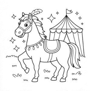 Desenho do Cavalo de Circo para Colorir