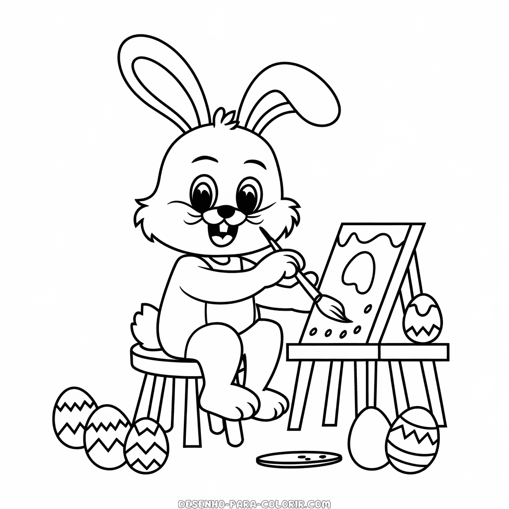 Desenho do Coelhinho da Páscoa Artista para Colorir
