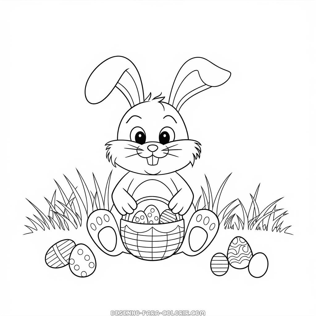 Desenho do Coelhinho da Páscoa Brincalhão para Colorir