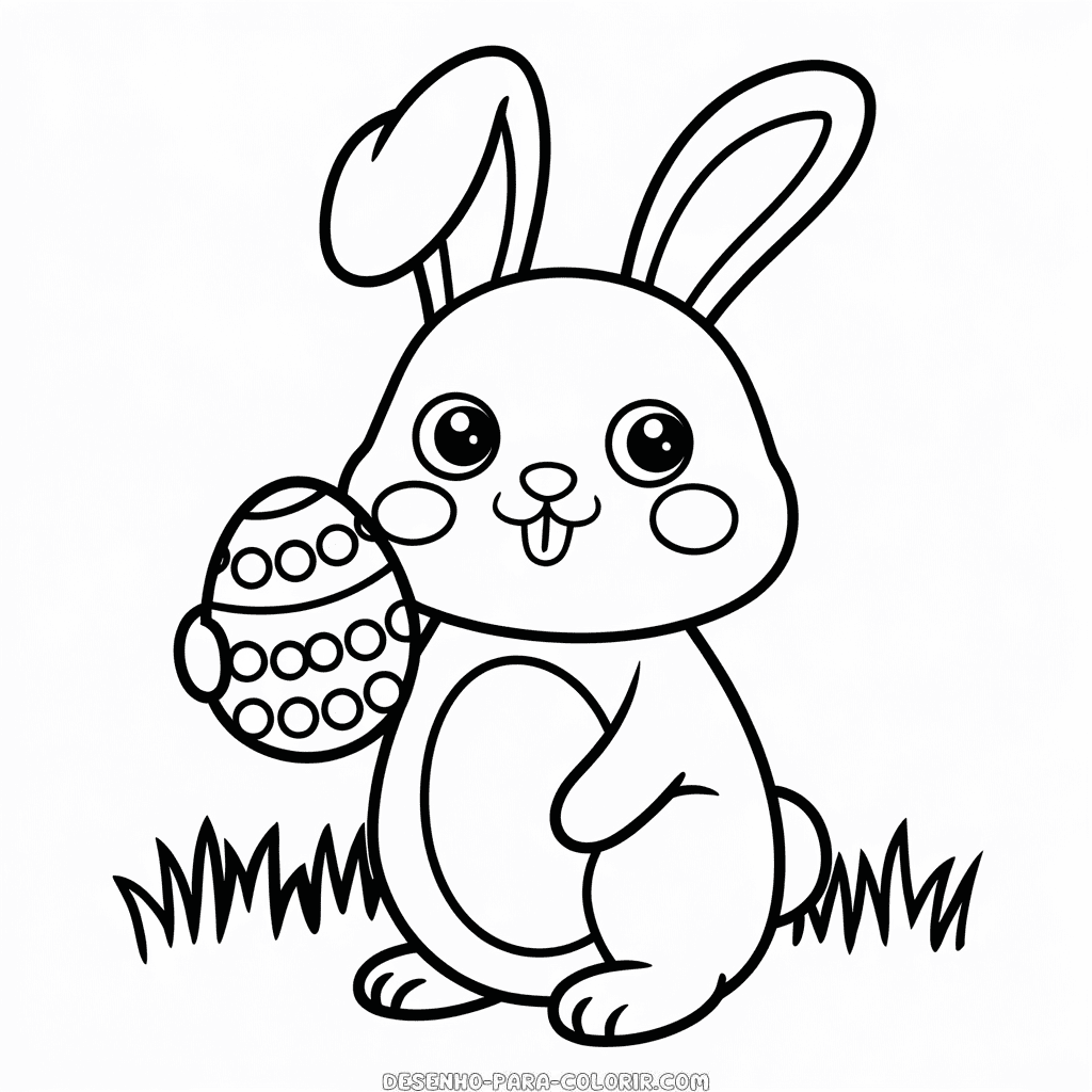 Desenho do Coelhinho da Páscoa Kawaii para colorir
