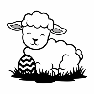 Desenho do Cordeiro da Páscoa dormindo para colorir