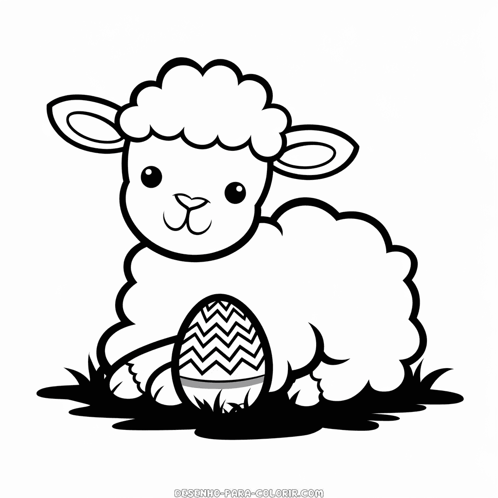 Desenho do Fofo Cordeiro da Páscoa para Colorir