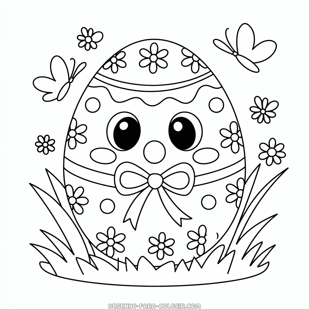 Desenho do Fofo Ovo de Páscoa para colorir