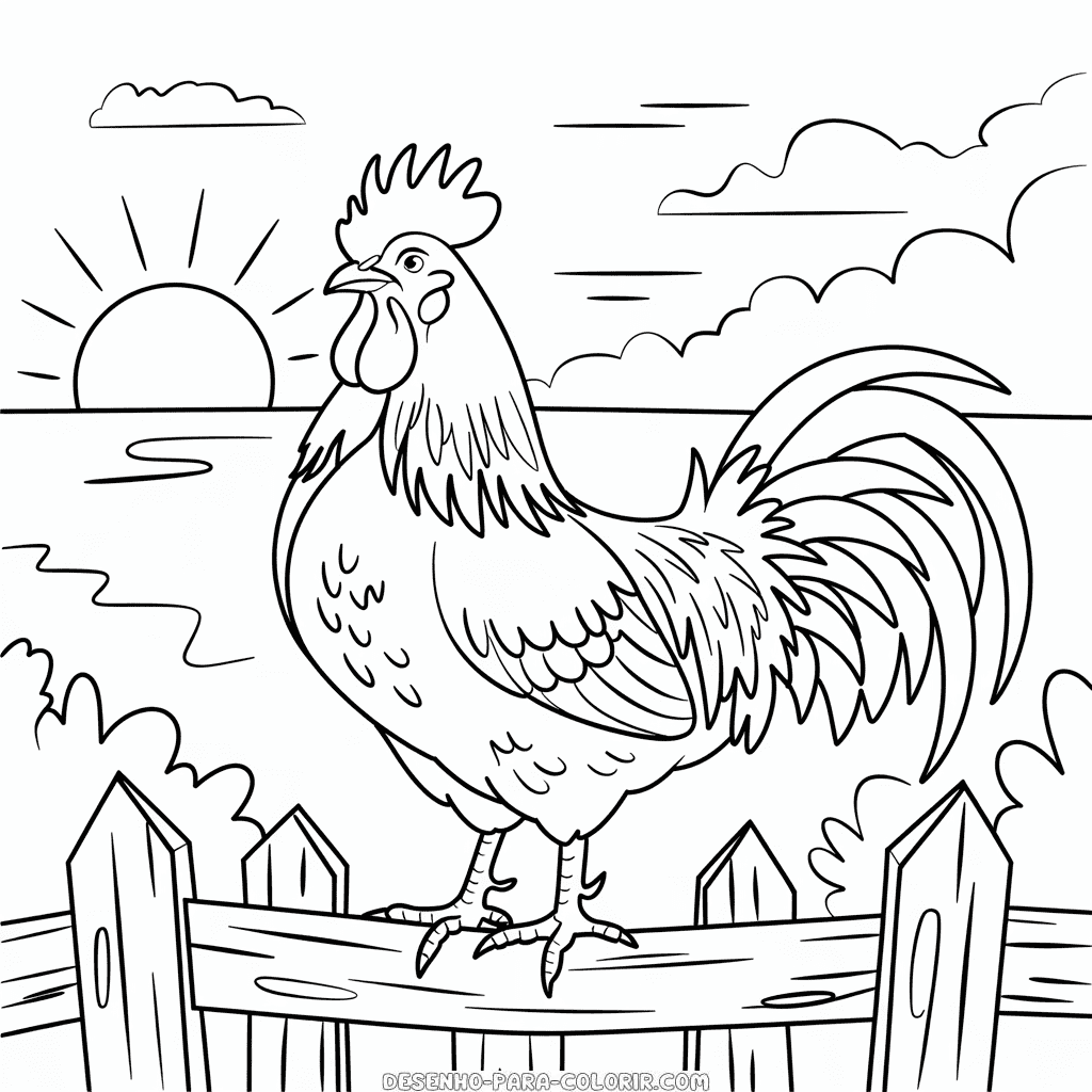 Desenho do Galo Adulto para colorir