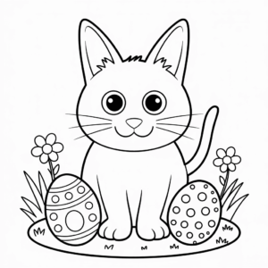 Desenho do Gato da Páscoa para colorir