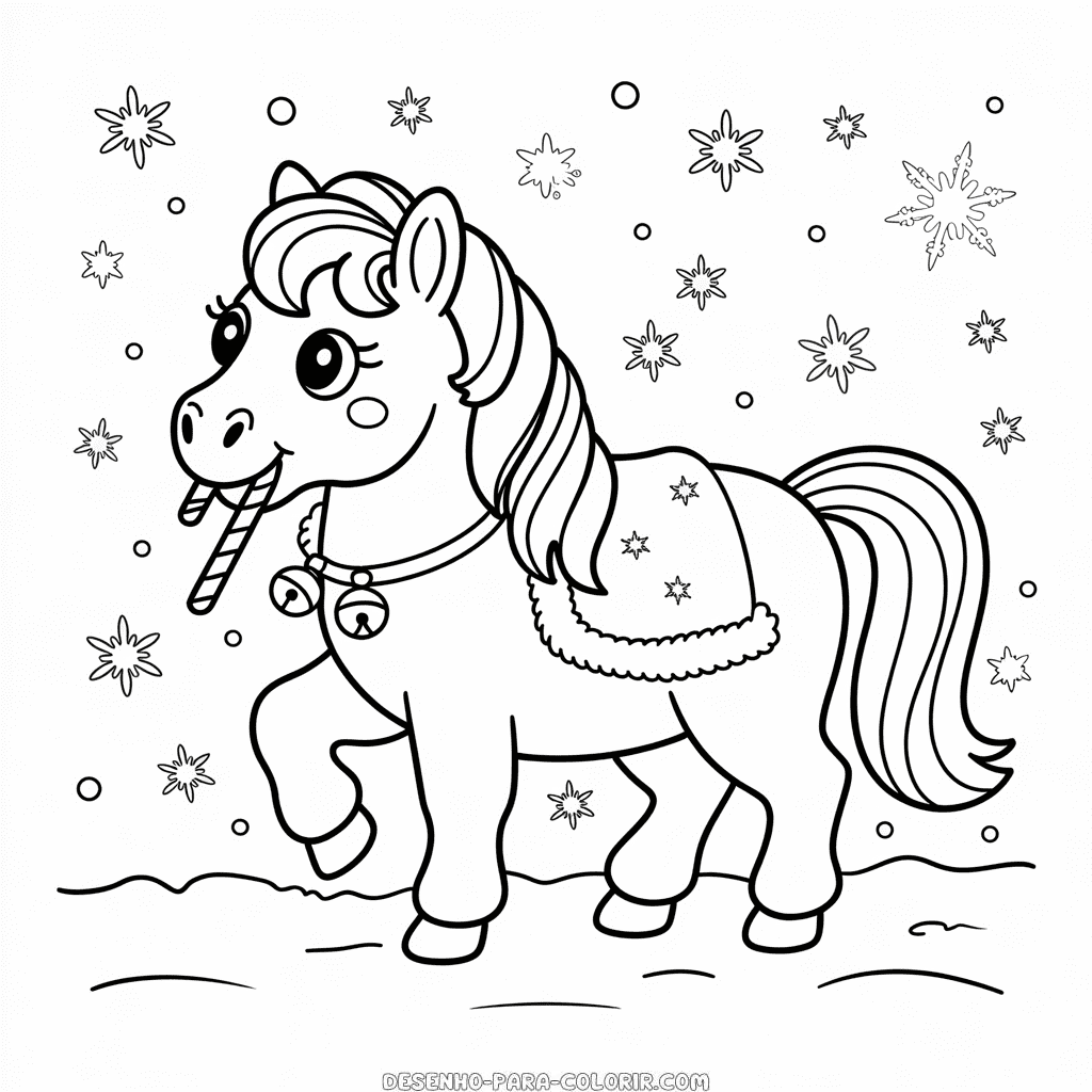 Desenho do Pônei de Natal para colorir