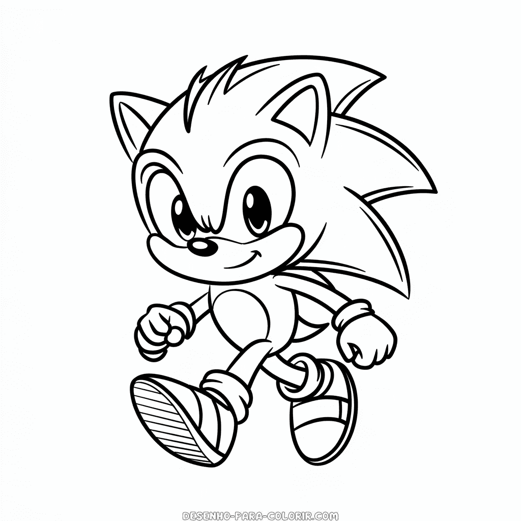 Desenho do Sonic Feliz para colorir