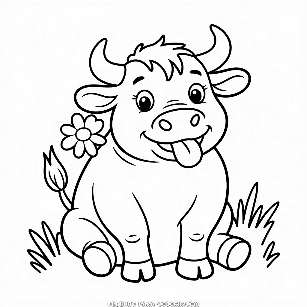 Desenho do Touro de Desenho Animado para Colorir
