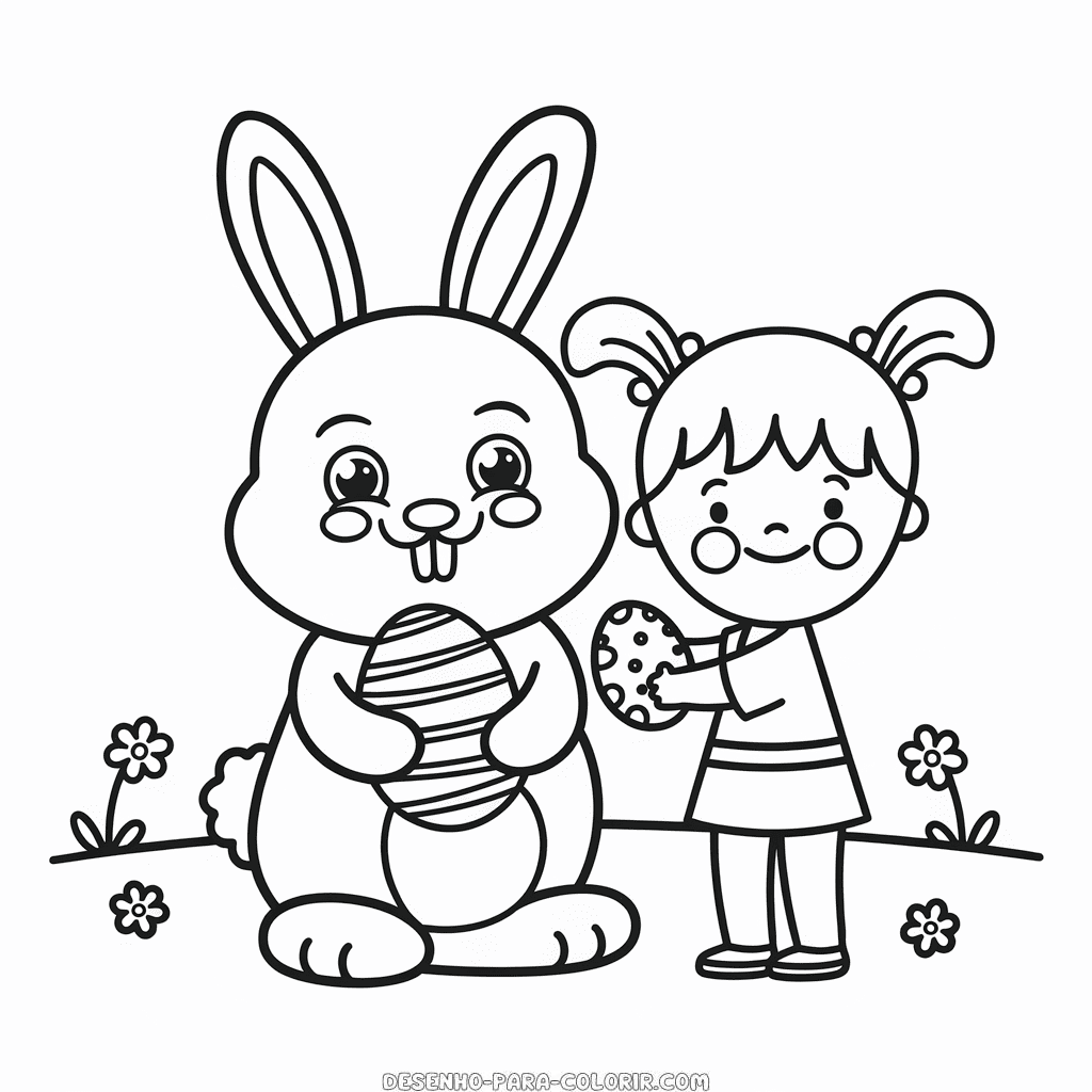 Desenho dos Amigos da Páscoa para Colorir