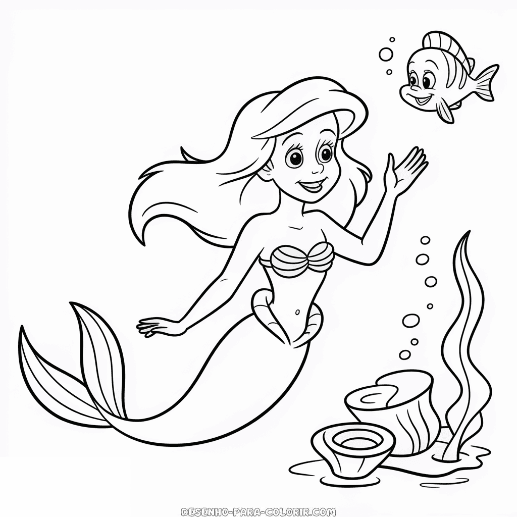 Desenho da Ariel Disney para Colorir