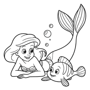 Desenho da Ariel e Linguado para Colorir