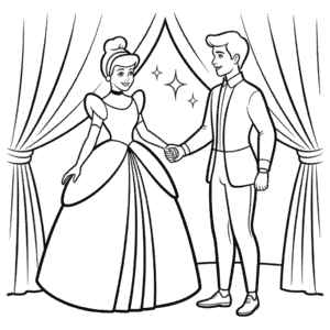 Desenho da Cinderela e do Príncipe Encantado para Colorir