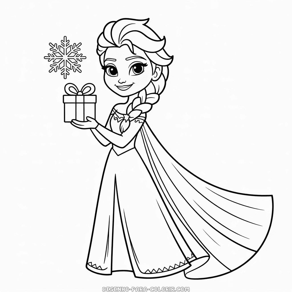 Desenho da Elsa Natal para Colorir