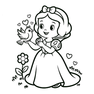 Desenho da Fofa Branca de Neve da Disney para Colorir