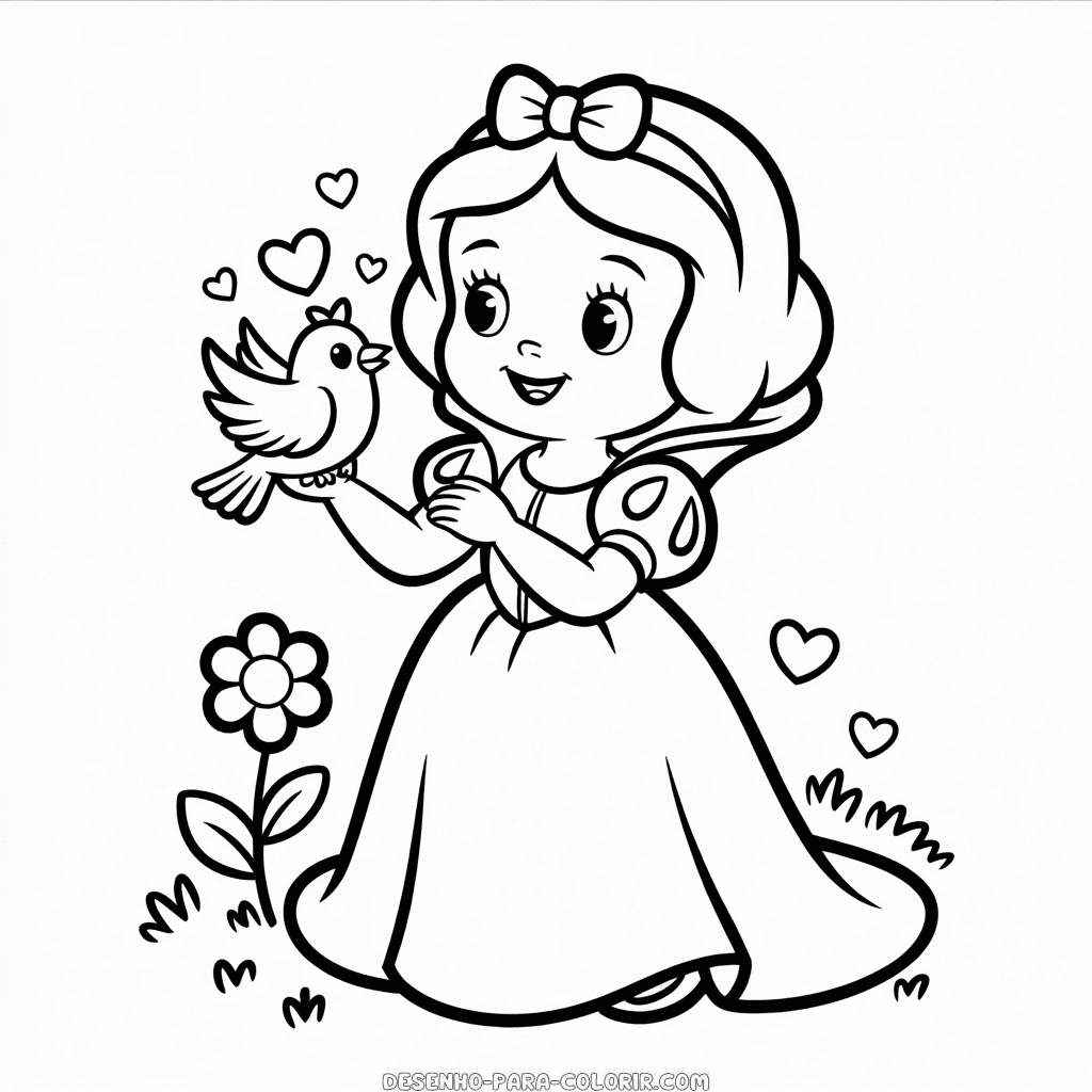 Desenho da Fofa Branca de Neve da Disney para Colorir