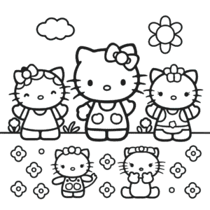 Desenho da Hello Kitty e Amigos para Colorir