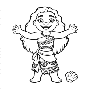 Desenho da Moana Fácil para Colorir