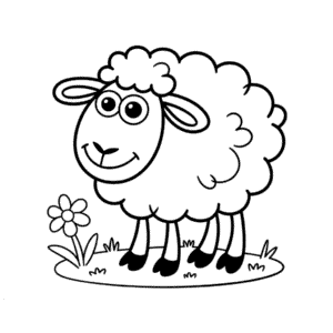 Desenho da Ovelha de Desenho Animado para Colorir