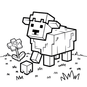 Desenho da Ovelha do Minecraft para Colorir