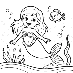 Desenho da Pequena Sereia da Disney para Colorir