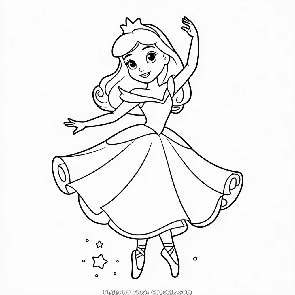 Desenho da Princesa Bailarina da Disney para Colorir