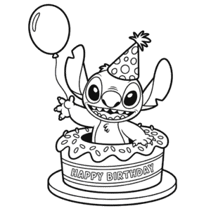 Desenho do Aniversário do Stitch para Colorir