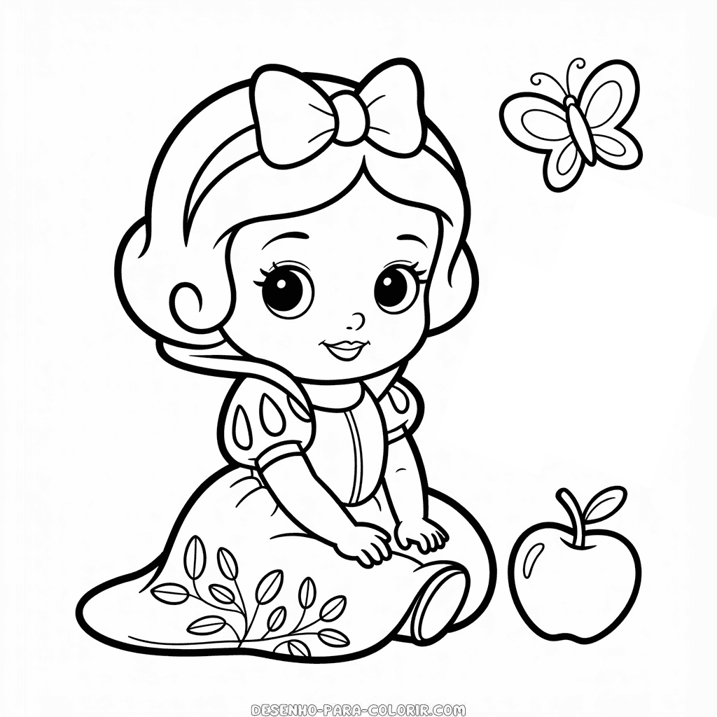 Desenho do Bebê Chibi Branca de Neve para Colorir
