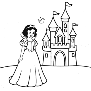 Desenho do Castelo das Princesas Disney para Colorir