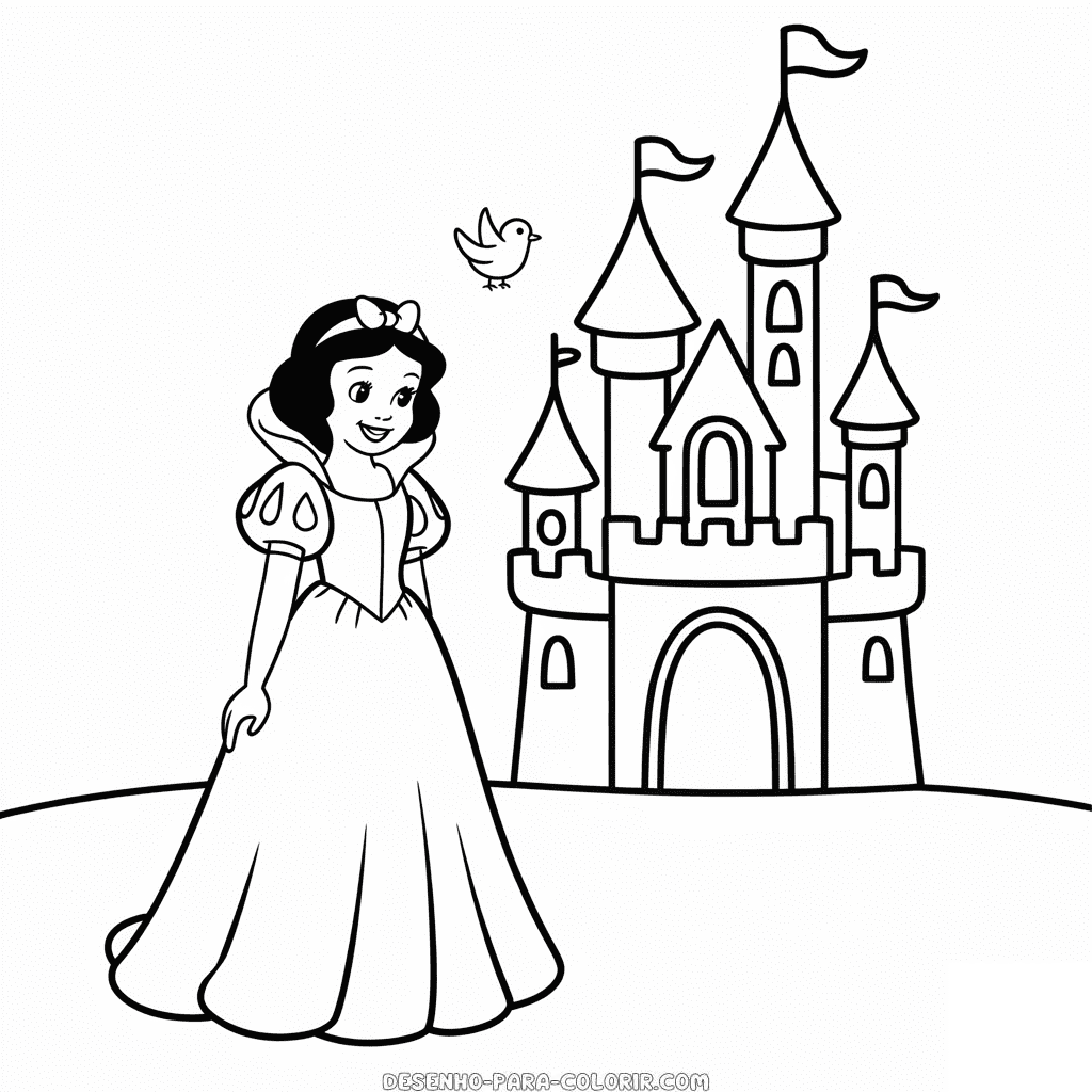 Desenho do Castelo das Princesas Disney para Colorir