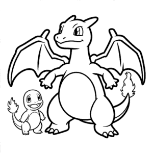Desenho do Charizard e Charmander para Colorir