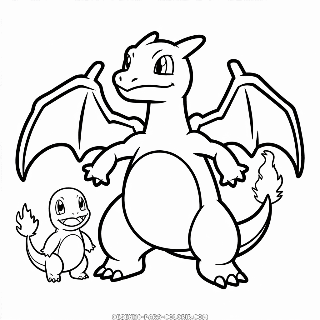 Desenho do Charizard e Charmander para Colorir
