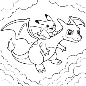 Desenho do Charizard e Pikachu para Colorir