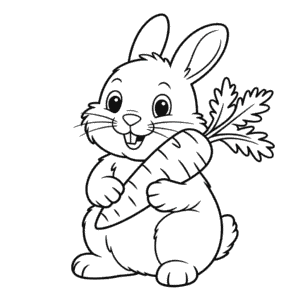 Desenho do Coelho com Cenoura para Colorir
